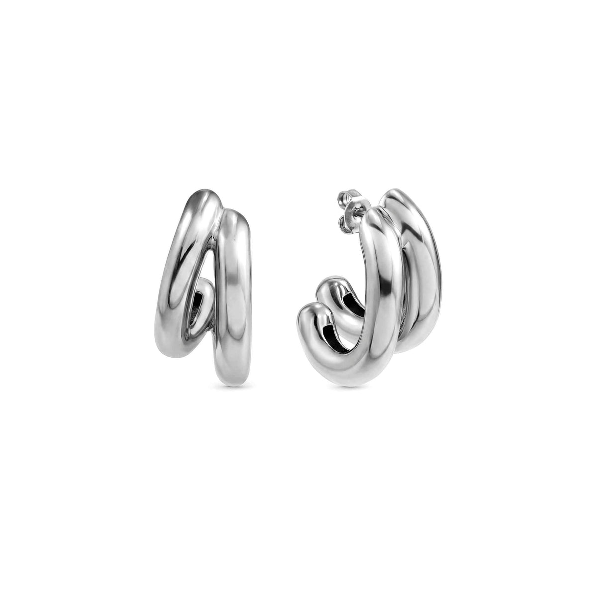 Brincos Nomination Wear&Style Argola Dupla Prateados — referência 134518/001