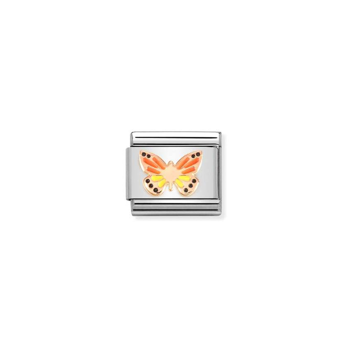 Link Nomination Composable Borboleta Colorida em Ouro Rosa 9 kt — 430202/17