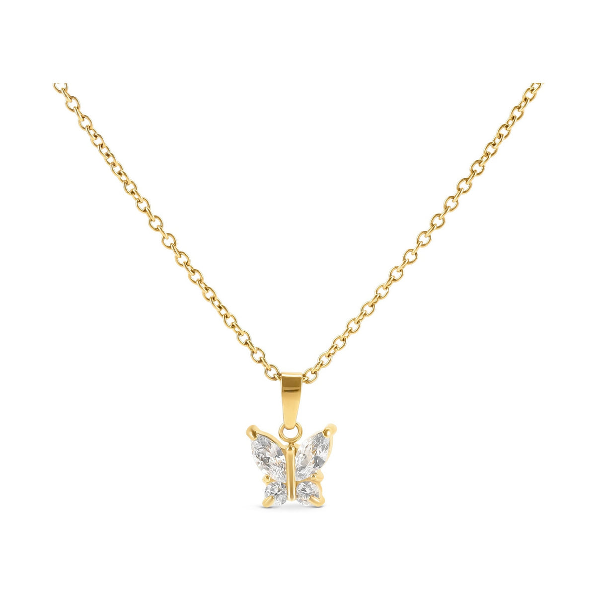 Colar ONE Butterfly Crystal Dourado OJBN03G — vista frontal