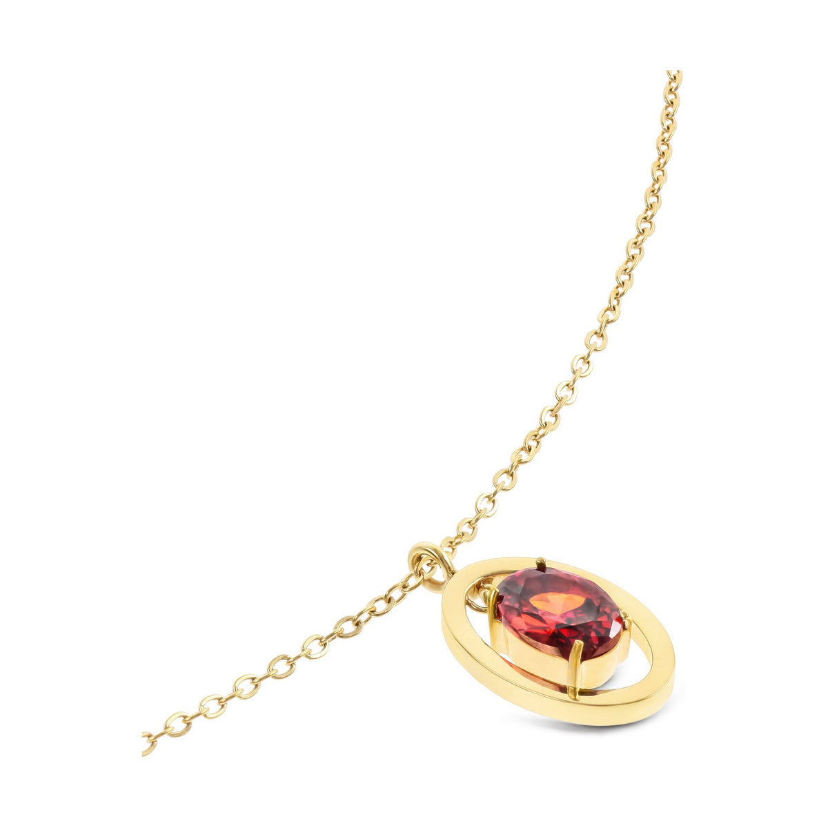 Colar ONE Birthstone Janeiro Proteção Dourado com Zircónia Vermelha — referência OJNN36G