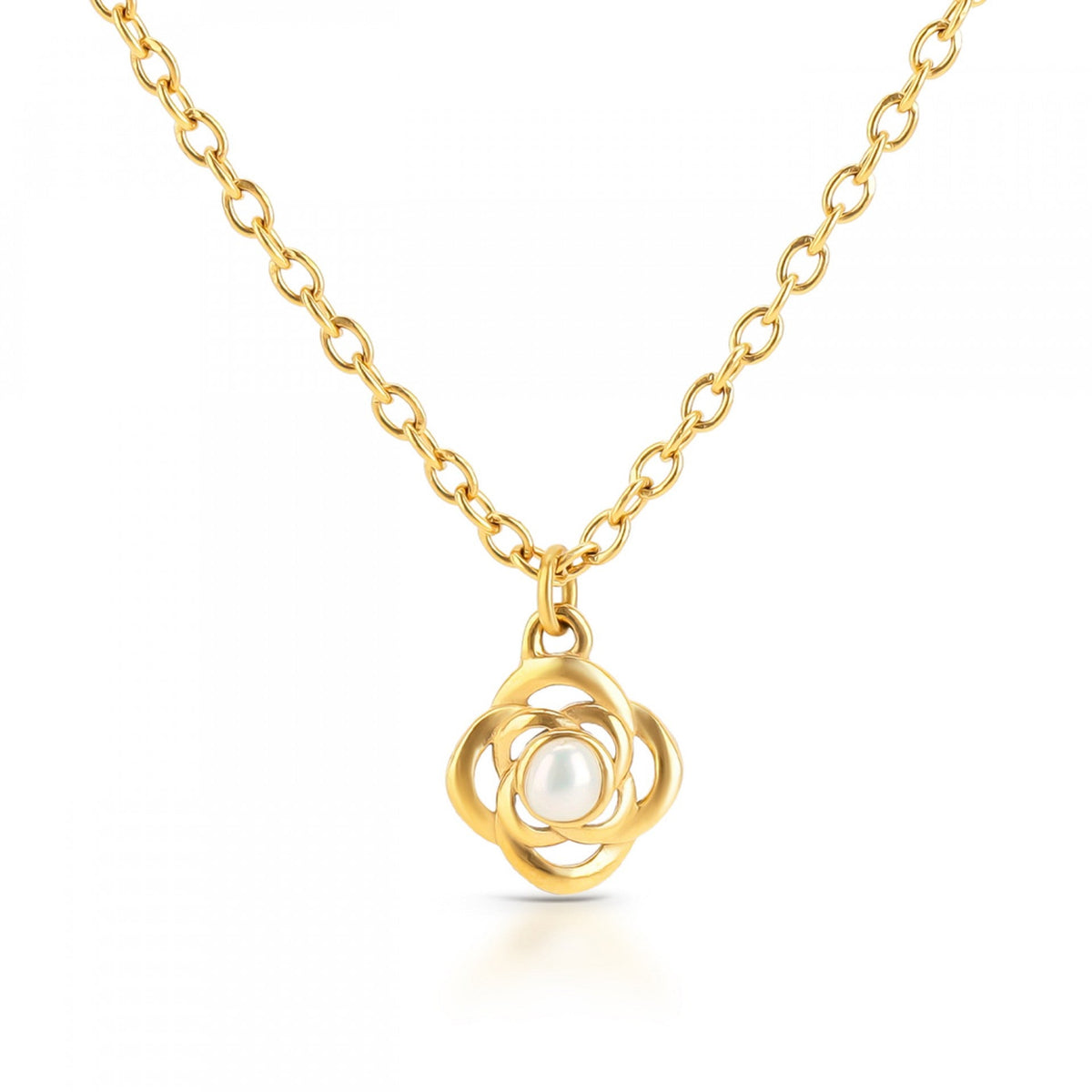 Colar ONE Rose Petite Pearl Dourado com Pérola — referência OJRN02D